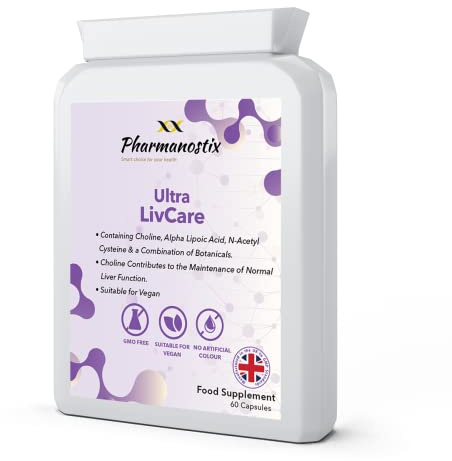 Ultra LivCare 60 Vegan Capsules – Choline, Alpha Lipoic Acid & 9 Botanicals Including Turmeric & Chlorella synergistically Blended to Maintain Healthy Liver and Gallbladder Function - Detox & Cleanse
