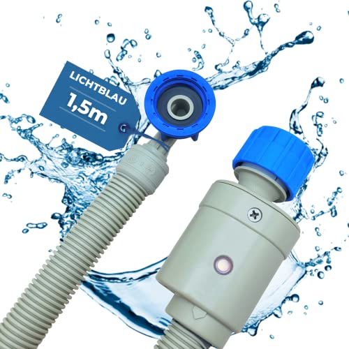 LICHTBLAU Manguera Aquastop I 1,5 m I 2990 Manguera de seguridad con certificación VDE para lavadoras y lavavajillas I 3/4 pulgadas con válvula de seguridad incluida