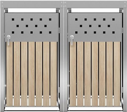 ESTEXO Mülltonnenbox Mülltonnenverkleidung mit Pflanzdach Aufbewahrungsbox Müllbox Edelstahl (2 Türen)