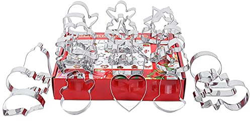 dobooo 2 PCS Formine per Biscotti a Forma di Natale | Tagliabiscotti in Acciaio Inossidabile 24 Pezzi | Stampi per Biscotti di Albero di Natale, Fiocco di Neve, Babbo Natale, omino di Pan di Zenzero