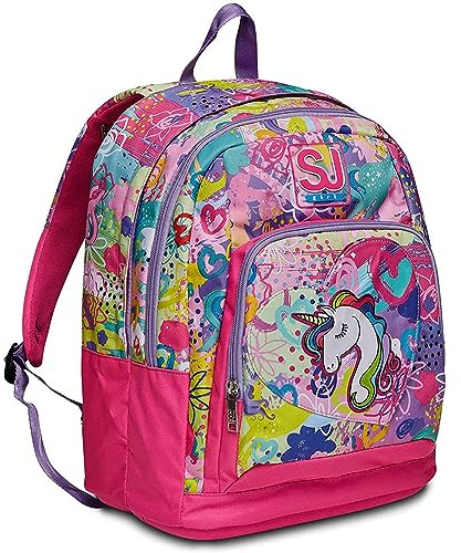 SJ Gang Schulrucksack Advanced – Einhorn – Doppelfach rosa Mädchen, Rosa, Taglia unica, gemustert