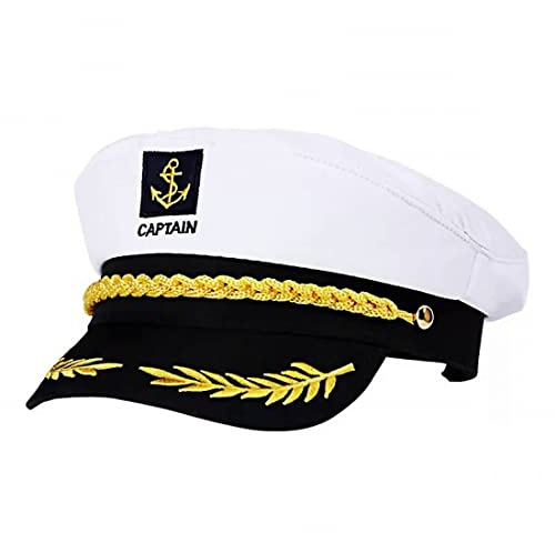 CCHAMP Cappello Capitano Adulto per Festa, Marinaio Skipper Cosplay Yacht Marina, Accessorio per Costume Marines, Cappello Ammiraglio per Uomo Donna
