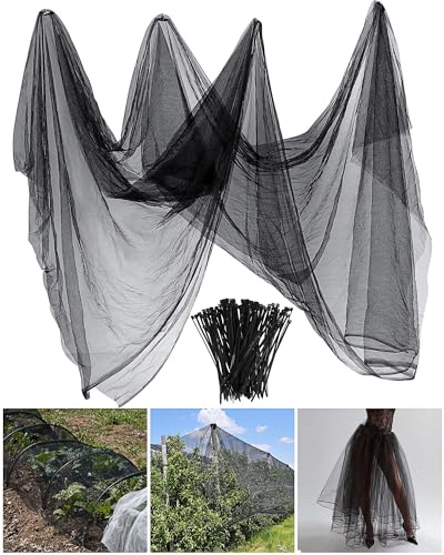 Zonon Mückennetz, Insekten-Mesh-Netz, Fliegengitter, Insekten-, Schmetterlings- und Vogelschutznetz für Patio, Balkon, Veranda, Pavillon, Schutz von Gemüse, Früchten und Pflanzen (3 x 30 m, schwarz)