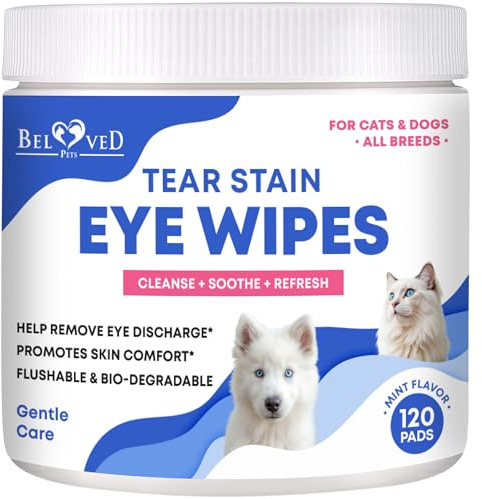 Beloved Pets Pet Eye Wash Drops & Wipes Help Prevent Allergies Symptoms, Infections, Runny, Dry Eyes, Tear Stains - Helps with Abrasions, Irritations - Dirt Crust & Discharge Remover (Eye Wipes)