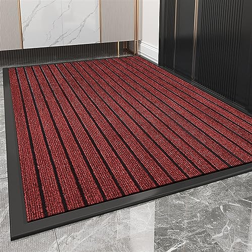 Heavyoff Felpudo de Entrada, Alfombra Exterior para Puerta, Antideslizante, Lavable para Atrapar Suciedad para Interior y Exterior Vino Rojo, 60x90cm