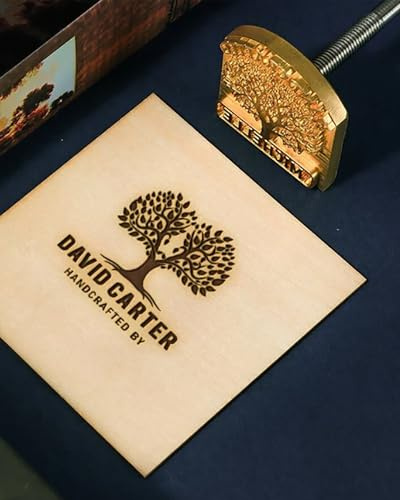 Branding Iron Heat Burning Stamp Custom Pattern Logo for Wood Leather BBQ Branding Iron Stamp with Wooden Handle Brass Head (2.5x2.5)