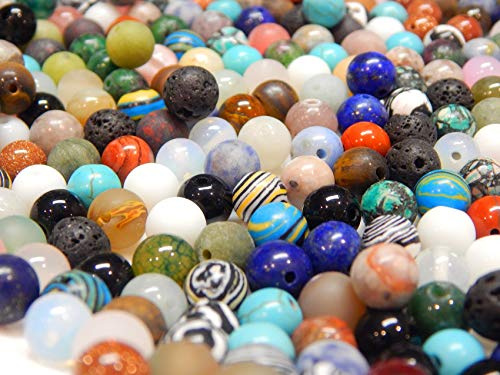 Perlin Edelstein Lava Quarz Aventurin Amazonit Amethyst Jade Mondstein Jaspis Türkis Tigerauge Lapislazuli Mix Perlen Rund Set (4mm 100 Stück)