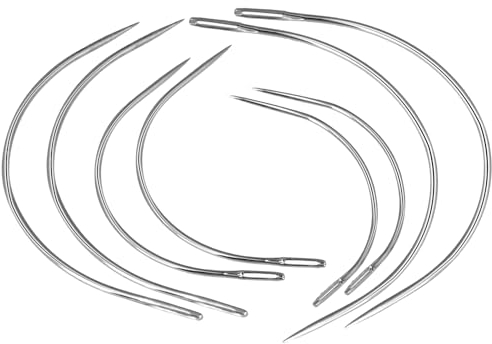 Juego de 8 agujas curvas, redondas, de cuero, de acero, para tapicería, para coser, peluca, C, agujas curvas, extensiones, agujas, cuero, agujas de costura, finas