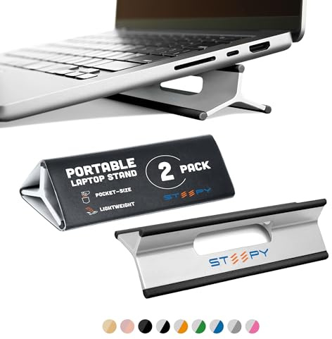 Steepy Portable Laptop Stand for Desk – Adjustable Height, & Portable Laptop Holder – Ergonomic Computer Stand for Cooling & Comfort – Slip-Proof, Sturdy Design – Universal Fit for 13-17 Inch Devices