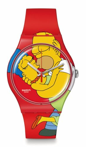 Swatch Armbanduhr aus der Simpsons Swett Embrace Edition, Valentinstag, rot, L, Klassisch