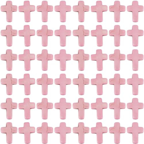 SUNNYCLUE 100 Piezas Cuentas Cruzadas Rosas Turquesa Sintética Cruzadas Chic Rosa Cruz CRAFT_BEAD
