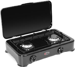 CFParker Fornello a Gas Metano 2 Fuochi per Uso Esterno Smaltato Nero Made in Italy - mod. 5326NGPm