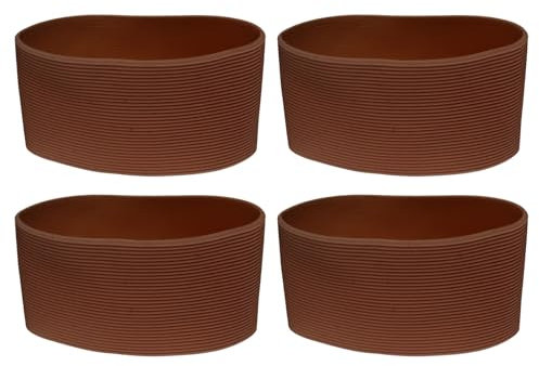 QUARKZMAN 4 Pezzi Manicotto per Tazza Marrone, in Silicone Riutilizzabile, Resistente Al Calore, Antiscivolo per Bicchieri, Bottiglie d'Acqua e Tazze da Caffè.