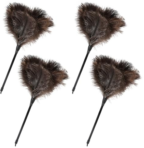 FeelfunFeather Plumero de plumas de avestruz, plumero de plumas naturales, esponjoso, suave, con mango de plástico, respetuoso con el medio ambiente, reutilizable, para la limpieza de la decoración