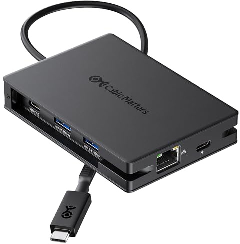 Cable Matters Adaptateur multiport USB C 8 en 1 avec Double HDMI, Charge PD 140W, Gigabit Ethernet, Transfert de données 10 G Via 3 Ports USBC et USBA 3.2 Gen 2, et 1 x USB 2.0 pour Clavier/Souris