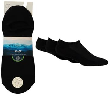 Glenmuir Men's Shoe Liner Socks - Technical, Sport, Soft, Breathable, Cooling Bamboo, Gym, Running, Exercise, Invisible, 3 Pair Multipack Size 7-11 Black