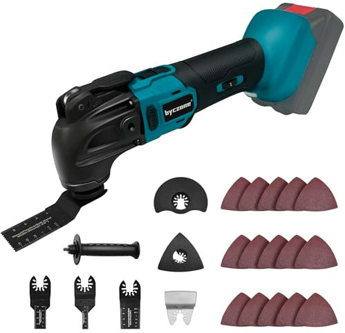 Akku-Multifunktionswerkzeug Satz für Makita Akku 18V Li-Ion, 23 Zubehör Multitool Oszillationswerkzeug mit 6 Variablen Geschwindigkeiten,Bürstenlos Motor, zum Schneiden,Bohren(ohne Akku)