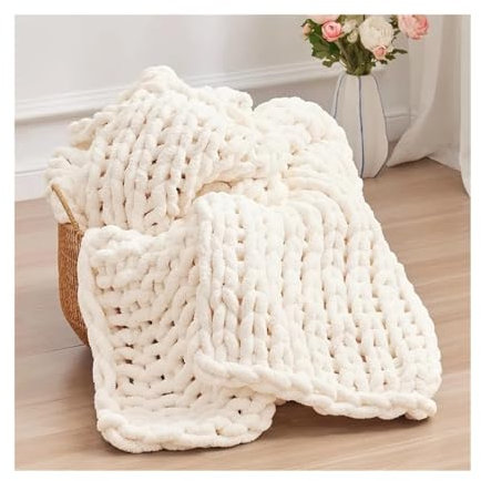 LSNNMU Strickdecke Grob gestrickte Überwurfdecke, Häkeldecke, große, Dicke Decke, maschinenwaschbar, süße, Bequeme Decke als Heimdekoration, 127 x 152 cm FüR Sofas