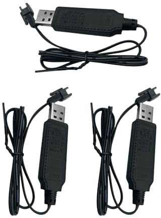 3Pcs RC 3.7V USB Charger Cable with SM-2P Connector Lithium Battery Charging Cable LED Indicator for NiCd NiMH LiPo Batteries Indicator for RC Car Child Toy Car