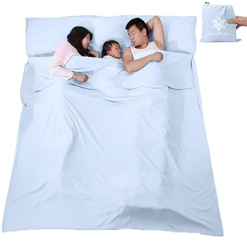 V VILISUN - Saco de Dormir Cabaña, Saco de Dormir de Verano, Saco de Dormir de Viaje Fino y Ligero Compacto, Ideal para Albergues, Huéspedes, Camping, Actividades al Aire Libre, etc