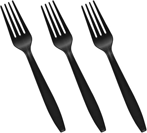 Generisk 50 Black Plastic Forks Strong Heavy Duty Black Plastic Forks, Reusable and Washable Forks Perfect for Parties, Tableware and Dinnerware,Reusable Forks
