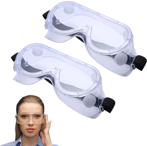 Doukesh 2 Pezzi Occhiali Protettivi da Lavoro Antiappannamento Antigraffio Occhiali a Mascherina Occhiali da Lavoro Protettivi Occhiali Laboratorio Chimica Occhiali di Sicurezza Protettivi da Lavoro