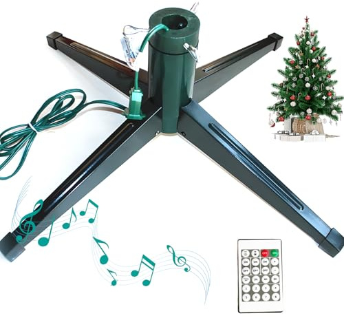 Soporte Giratorio para árbol De Navidad, Base Eléctrica Giratoria De 360° con Música Y Control Remoto, para árboles De hasta 7.8 Pies Y 100 Libras, Soporte Plegable para árbol Navideño con Patas