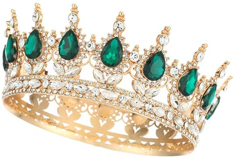 TENGWA Krone Elegant Gold Diadem Vintage Krone Geburtstag Barock Geburtstagskrone Glitzernd Prinzessin Hochzeiten Geburtstage Bälle Mottopartys Karneval