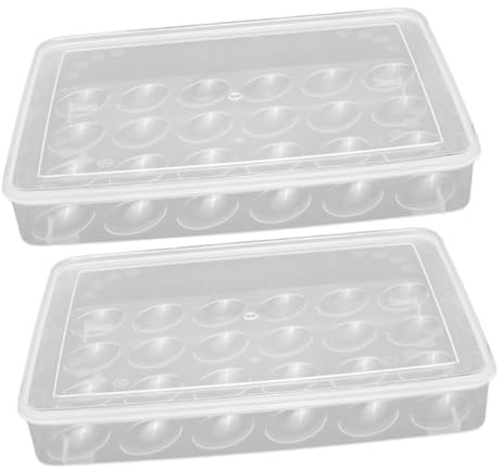 DECOMELODY Bandeja para Huevos Material Pp, Apilable y Fácil de Limpiar de 24 Espacios Paquete de 2 Piezas Adecuado para Encimera y Refrigerador
