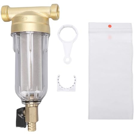 Eujgoov Prefiltro Riutilizzabile per il Controlavaggio del Filtro Dell'acqua per Sedimenti Centrifugato per Tutta la Casa per Lavatrice con Filettatura Maschio G3/4 e Femmina G1/2