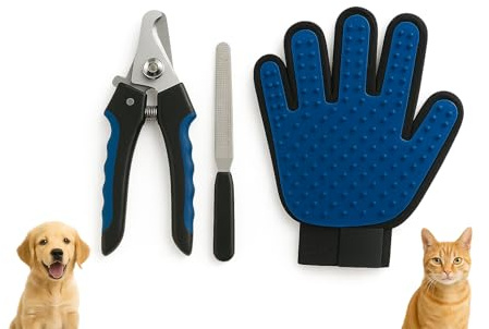 Genérico ARP® Cortaúñas + Lima + Guante | Corta uñas para Perro | Accesorios para Perros | cortauñas Perro | cortauñas Gato | Guantes estaticos Pelo Mascota