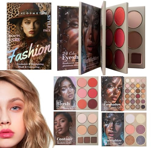 Palette per il Viso,Polvere Opaca Sfumata per Blush ed Highlighter | Libro Contouring Blush,per Donne e Ragazze, Compleanno, Natale, Matrimonio, Festa