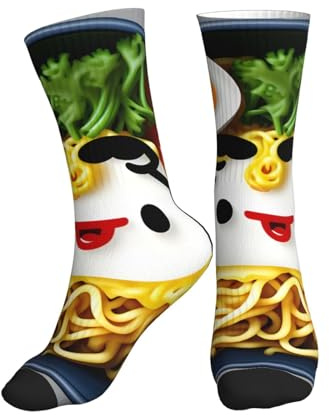 Nssbvnm Huevera con estampado de fideos ramen, ligeros, para hombres y mujeres, transpirables, atléticos, para primavera e invierno, 1 negro., Altoa única