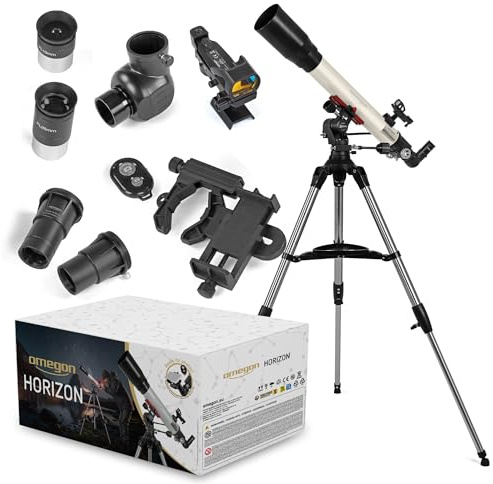 Omegon Teleskop Horizon CR AC 70/700 AZ-Bellavista | Achromatischer Refraktor | Crayford-Okularauszug | AZ-Bellavista Montierung | Komplettset mit Zubehör | für Mond & Natur