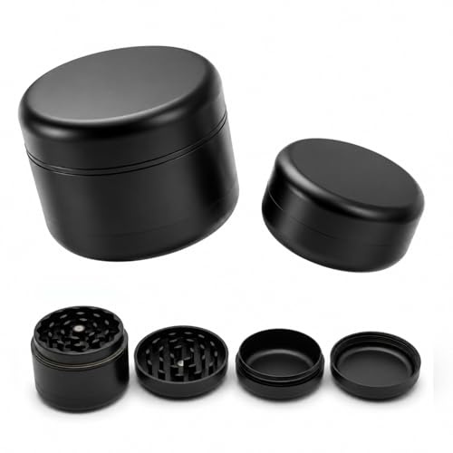 Grinder set KIT DUO |1 grinder Metál 4 partes + 1 Bote Hermético de alumino CNC | Para moler y concervar tus hierbas y especias.