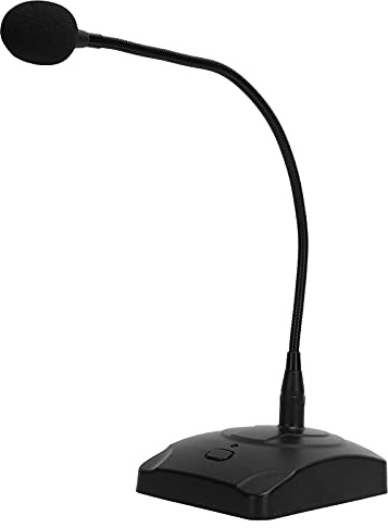 Mimdixy Micrófono de Escritorio, micrófono de Conferencia con Cable, micrófono de paginación con reducción de Ruido de Metal Negro extendido, micrófono de Cuello de Cisne para