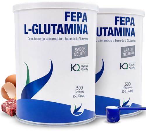 FEPA L-Glutamina 500 g Pack de 2 – Polvo con L-Glutamina Pura Sabor Neutro – Complemento Alimenticio para el Apoyo de la Recuperación y el Equilibrio Nutricional – 50 Dosis – Fepadiet