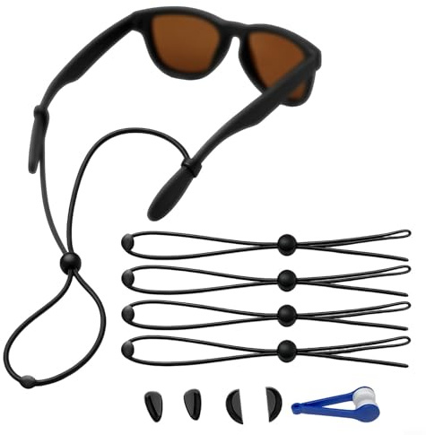 4 cordini in silicone anti-perdita per Meta For Ray-Ban per occhiali intelligenti, cinghia di sicurezza impedisce lo scivolamento, cordoncino morbido per sport all'aria aperta e uso quotidiano, nero