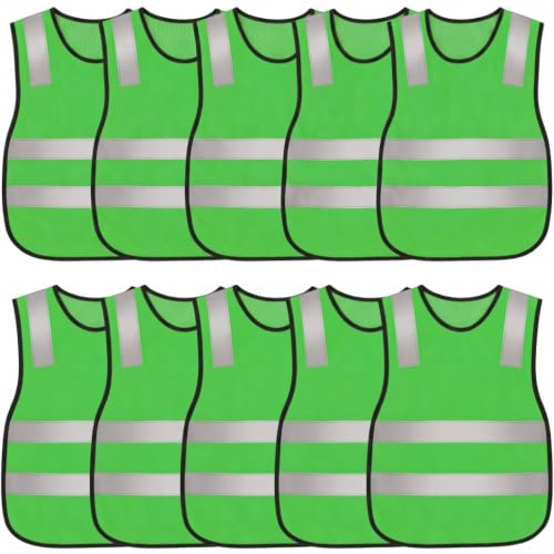 Chaleco reflectante Chaleco de seguridad para niños de alta visibilidad de 10 piezas, verde, talla única
