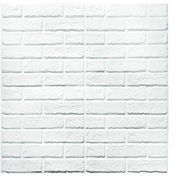 3D Ziegel-Wandaufkleber, Wandtapete, selbstklebendes Panel-Aufkleber, PE-Tapete, abziehen und aufkleben, Wandpaneele für TV-Wände, Sofa-Hintergrund, Wanddekoration (19,35 m², Ziegelweiß 1) (Weiß 2)