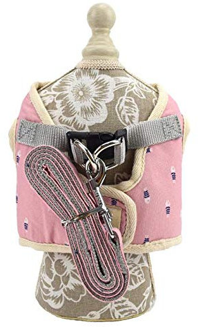 Katzengeschirr Ausbruchsicher Geschirr Katze Kleine Verstellbar Katzengarnitur Welpengeschirr Geschirr für Katzen Kitten kleine Hunde Chihuahua Cat Harness,Pink 1,M