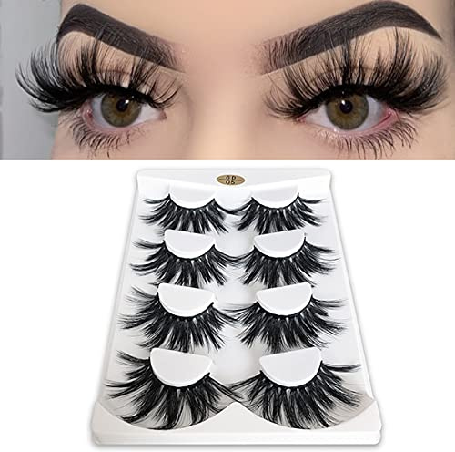MIKIWI 25mm Lashes, Dramatic 6D Faux Mink Lashes, Fluffy Volume Eyelashes, Thick Crossed Lashes, Long Faux 25mm Mink Lashes (6D4-05)