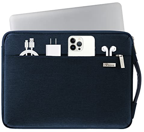 2.0 Generation 16 tum bärbar dator väska (37×26,5×2,5 cm) Inbyggd tjock bricka, 360° fodral för bärbar dator för 15,6 tum Lenovo ASUS Acer Samsung Dell HP, marinblått