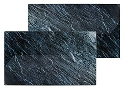 axentia Glas-Schneidbrett-Set in grauer Steinoptik, 2-teilig, je 52 x 0,4 x 30cm