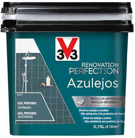 V33 Esmalte Renovation Perfection Azulejos Azul Profundo Satinado 0,75L