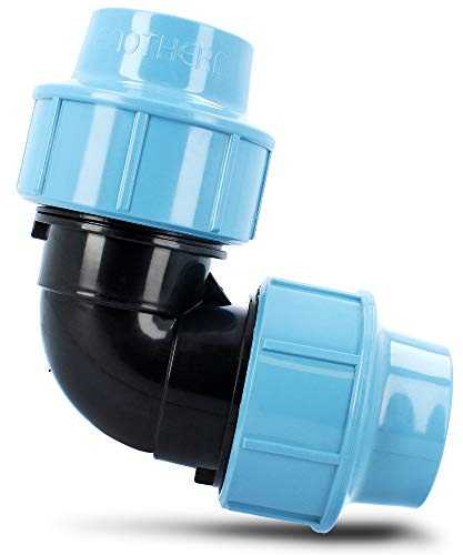 PE Rohr Winkel Bogen 90° 50 mm x 50 mm | Trinkwasser Plast Kunststoff Wasseranschluss | Verschraubung Bewässerungssystem Fitting Kupplung Wasserrohrbogen | Anschluss Wasserleitung