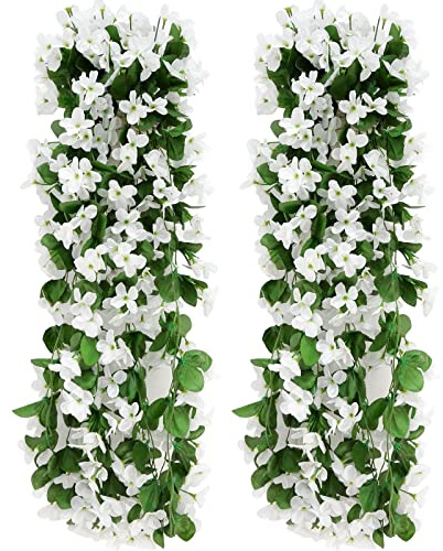 wocpvm 2 Pcs 70CM Lierre Artificiel Fleurs Artificielles Exterieures Mariage Plante Artificielle pour Le Bureau, Décoration De La Maison, Jardin, Fête, Mariage, Blanc