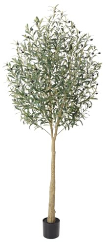 CROSOFMI Künstliche Olivenbaum Pflanzen 210cm Fake Tropische Plastik Pflanze Perfekte Große Pflanzen im Topf für Indoor Outdoor Haus Büro Garten Moderne Dekoration Housewarming Geschenk