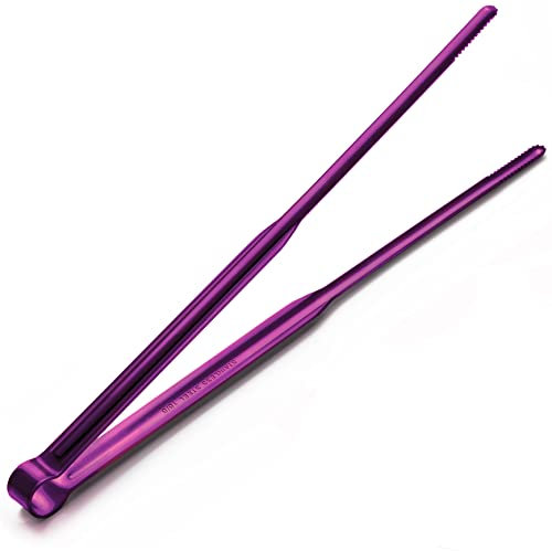 Xideman 4-Pcs Matte Purple Kitchen Tongs For Cooking with Precision Serrated, 8.3 Small BBQ Grill Tongs For Electric Indoor Grill, Kitchen Gadgets, Metal Serving Tongs For Serving Food, Salad Tongs