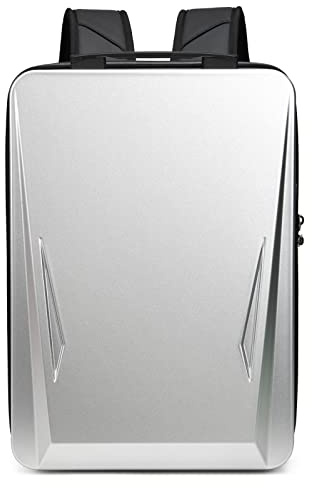 VARLIVOO Hombre Mochila 17.3 Portátil Mochila con Puerto de Carga USB Anti-Robo Contraseña Cerradura Trabajo Escuela Viajar Estudiante Universitaria Colegio Impermeable Carcasa Rígida PC Plata